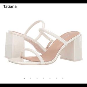 BCBG Tatiana White chunky heel sandal